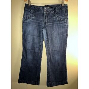 Vtg Y2K Mossimo Low Rise Flare Wide Leg Trouser Jeans Women's Boho HemmedShort 8